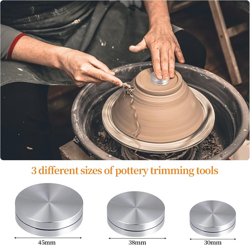 YRMJ 3 Pack Ceramic Clay Pottery Throwing Trimming Spinner Tool, Clay Ceramic Rotary Rotary Clay Small Tools Suitable for Potters and Clay Artists (30mm/38mm/45mm) - Image 2